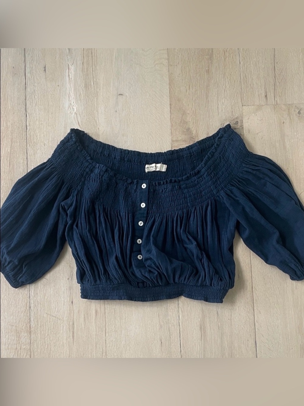 Free People We The Free 100% Cotton Cropped Cottagecore Bohemian Blouse Medium